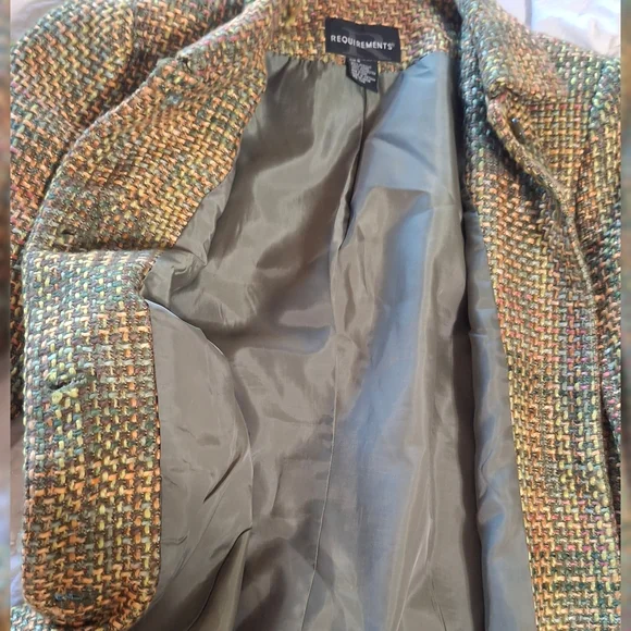 Requirements Multicolor Tweed Trench Coat Sz 8 - Picture 10 of 16